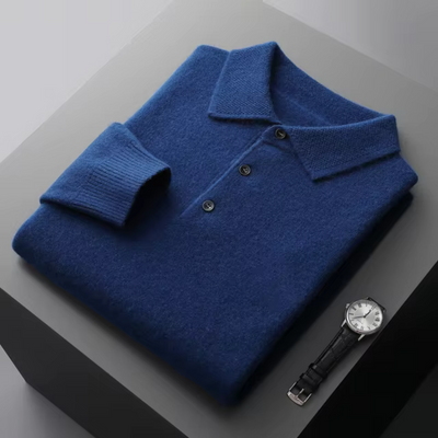 Soft Fine-Knit Wool Polo Sweater
