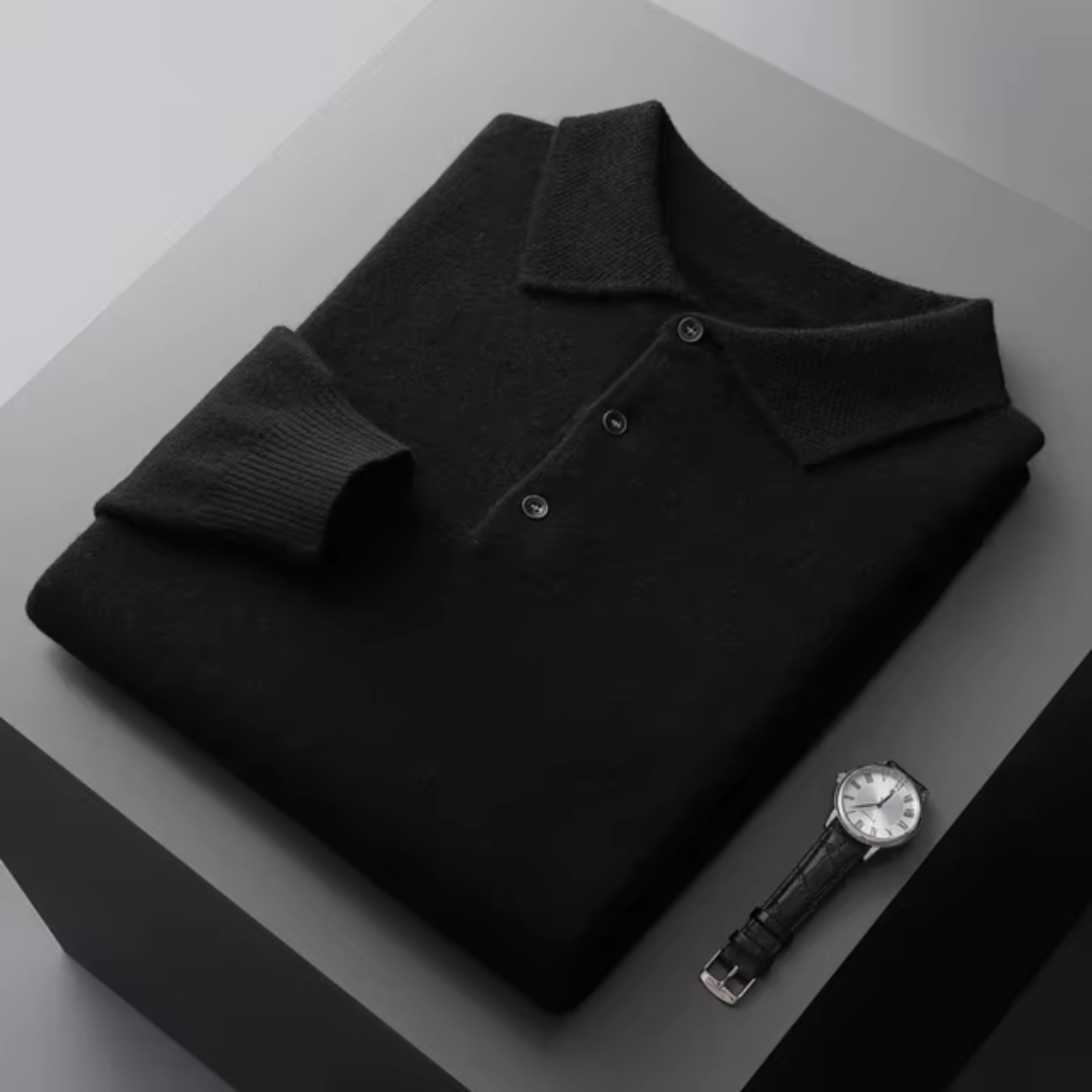 Soft Fine-Knit Wool Polo Sweater