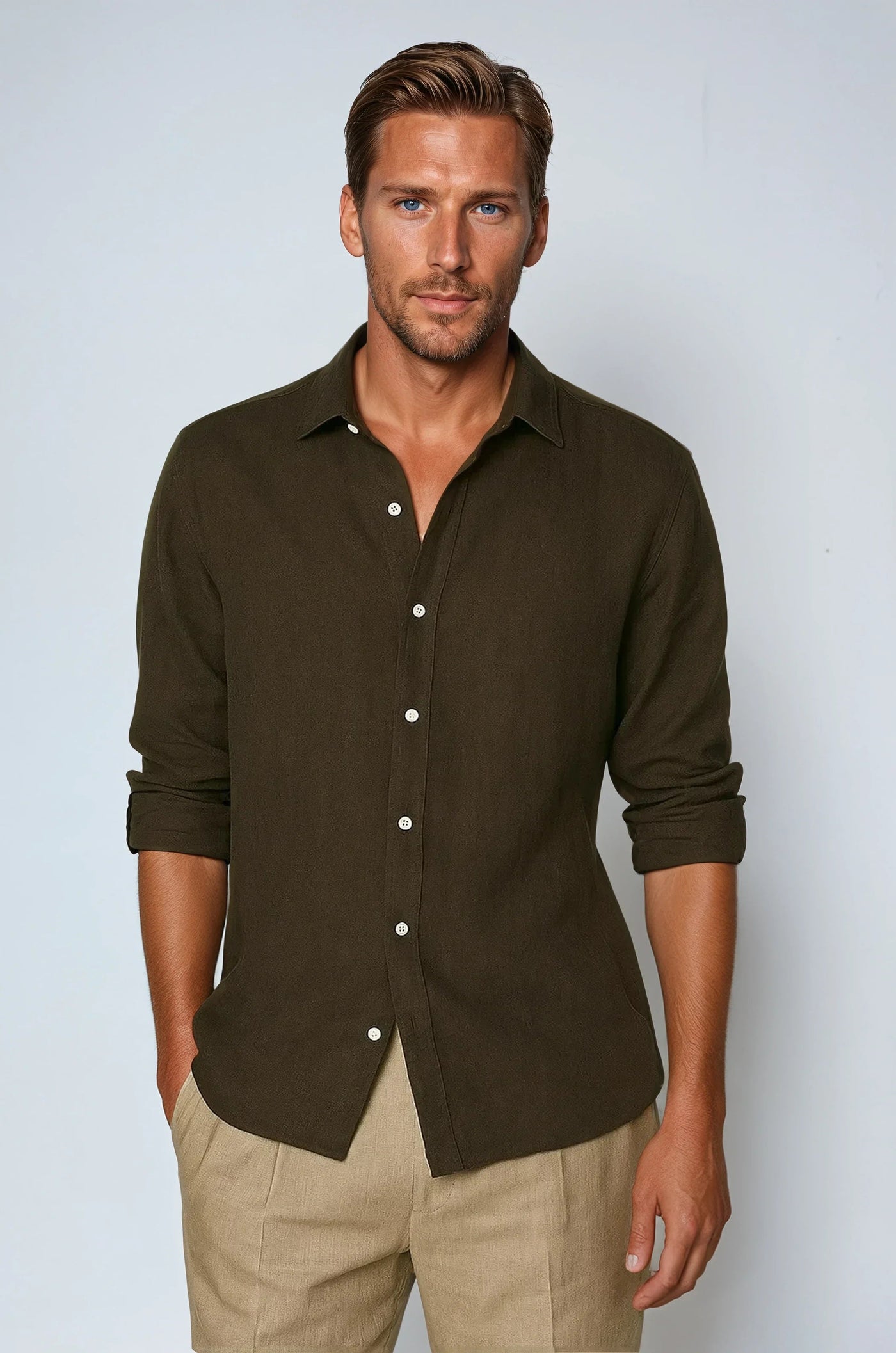 Relaxed Fit White Linen Shirt