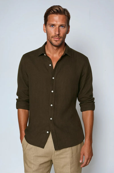 Relaxed Fit White Linen Shirt