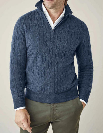 Warm Zippered Cable Knit Pullover