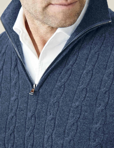 Warm Zippered Cable Knit Pullover