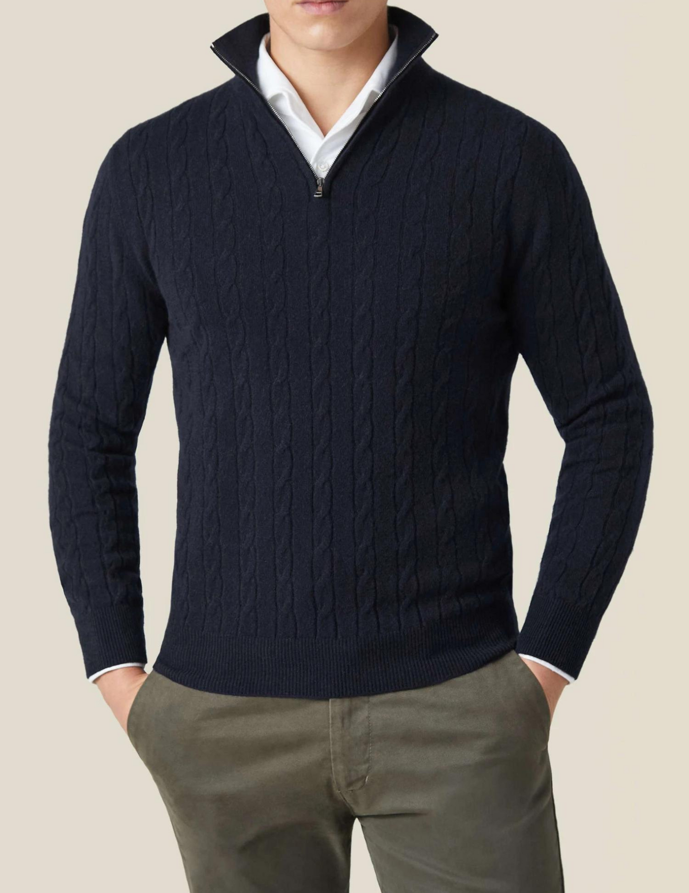 Warm Zippered Cable Knit Pullover