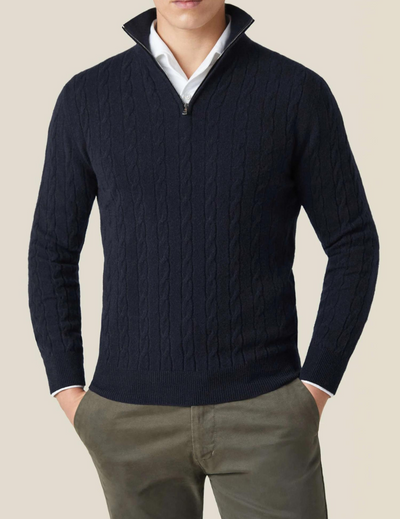 Warm Zippered Cable Knit Pullover