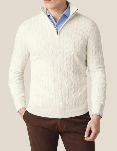 Warm Zippered Cable Knit Pullover