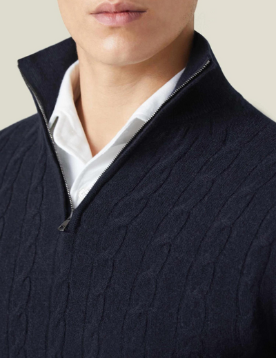 Warm Zippered Cable Knit Pullover