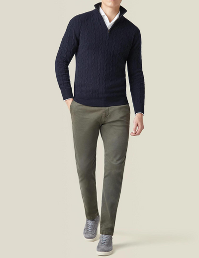 Warm Zippered Cable Knit Pullover