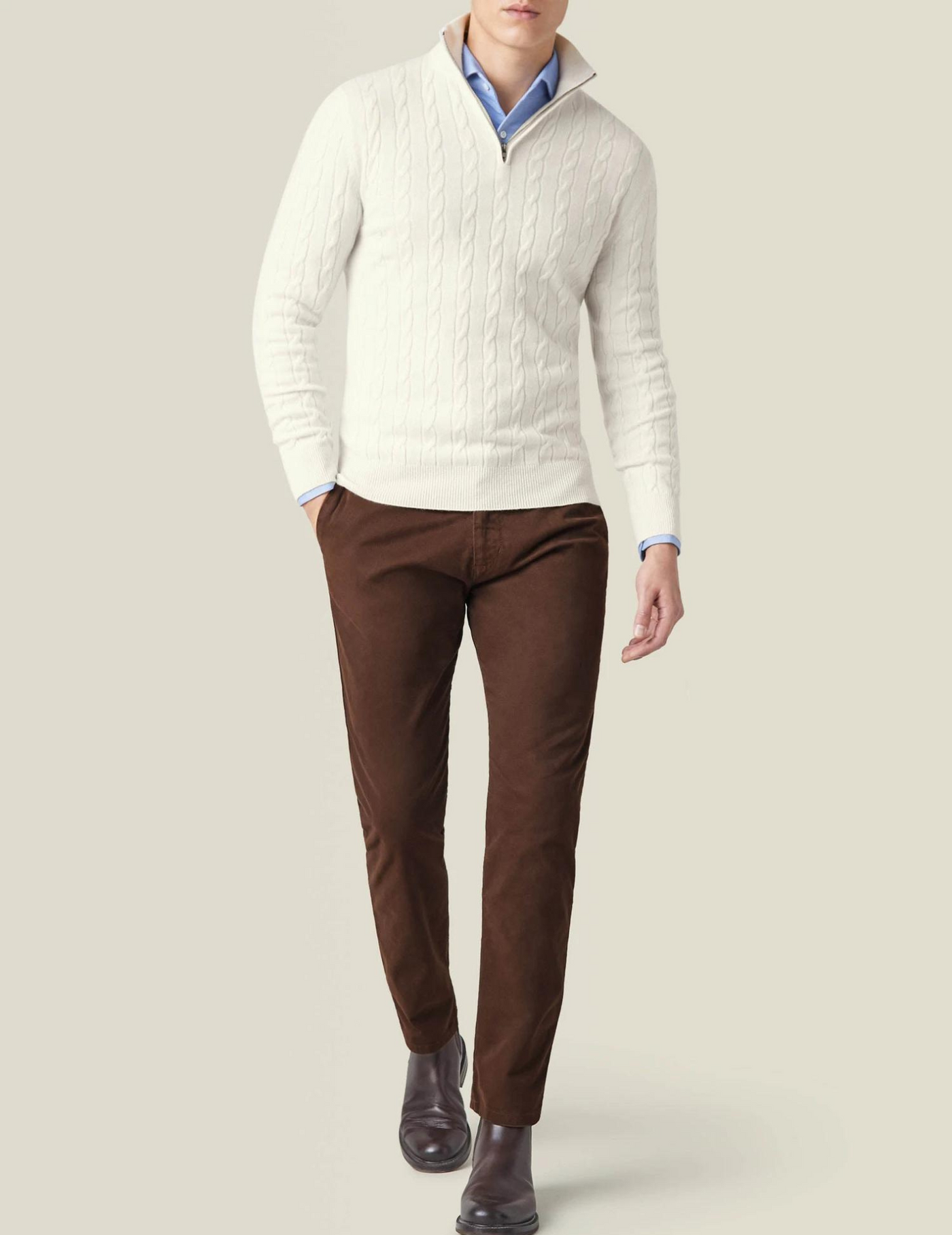 Warm Zippered Cable Knit Pullover