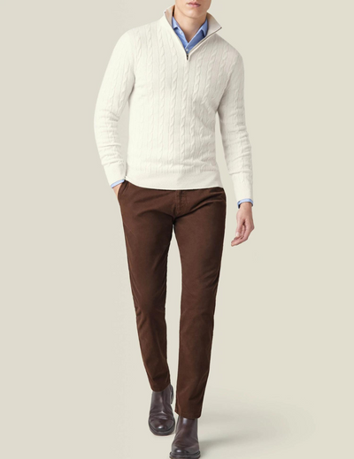 Warm Zippered Cable Knit Pullover