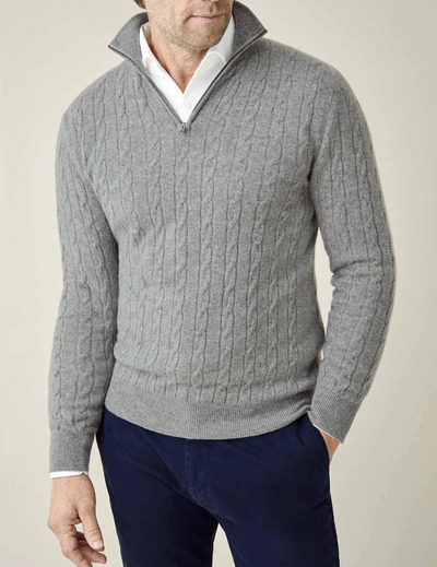 Warm Zippered Cable Knit Pullover