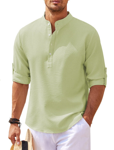 Breathable Stylish Men's Collarless Shirt