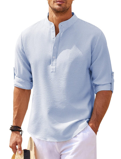 Breathable Stylish Men's Collarless Shirt