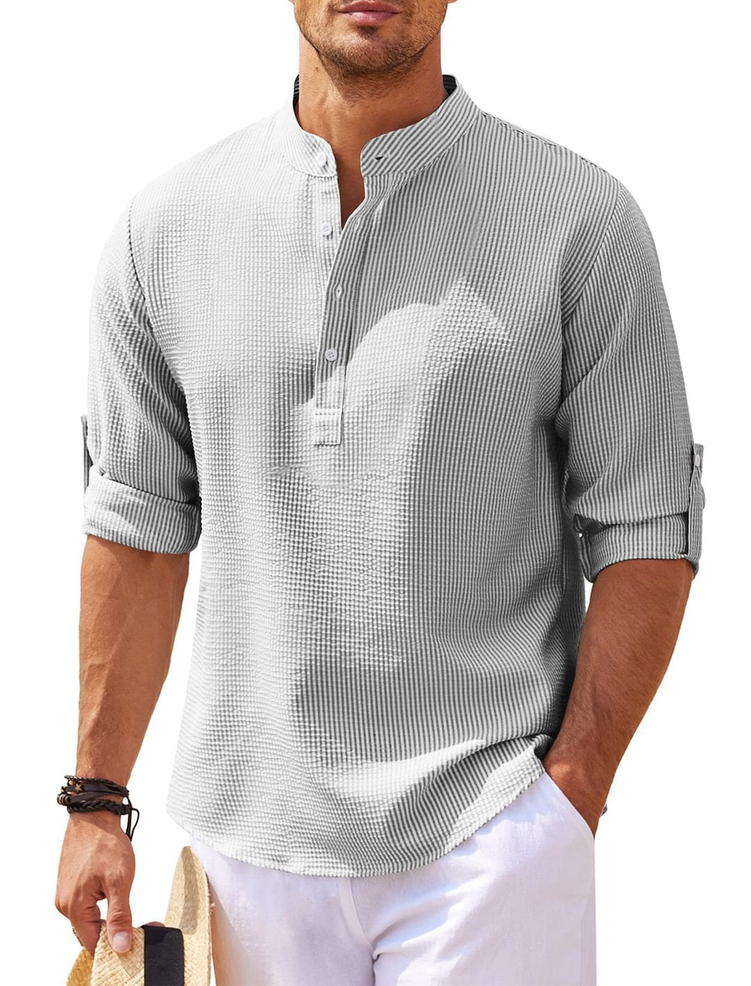 Breathable Stylish Men's Collarless Shirt