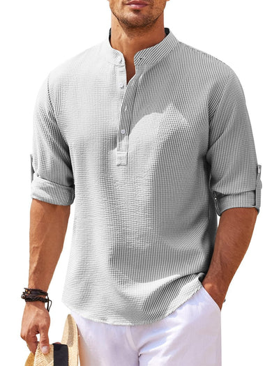 Breathable Stylish Men's Collarless Shirt