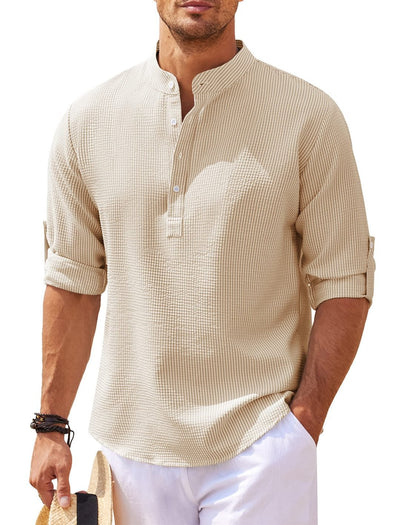Breathable Stylish Men's Collarless Shirt