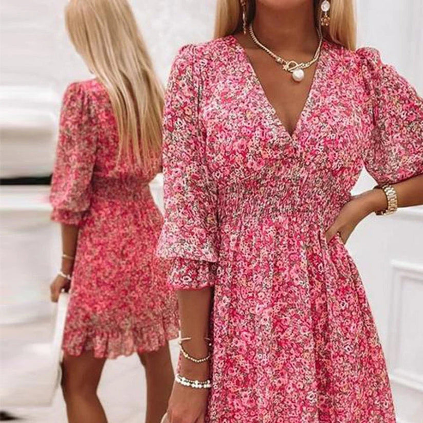 Floral Smocked Mini Dress Women