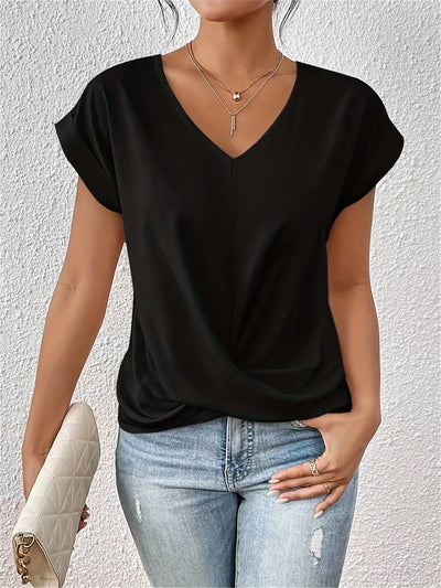 V-Neck Twist Front Women's Blouse