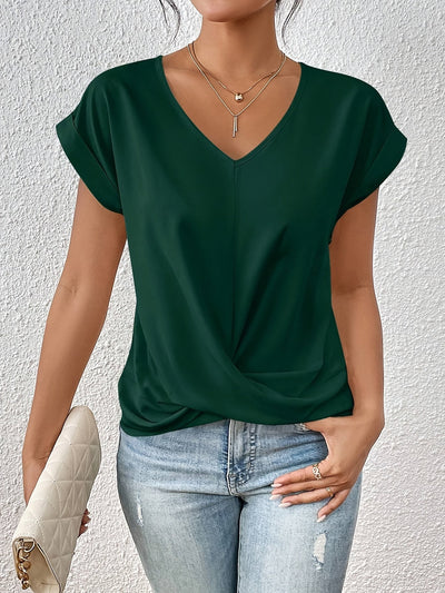 V-Neck Twist Front Women's Blouse