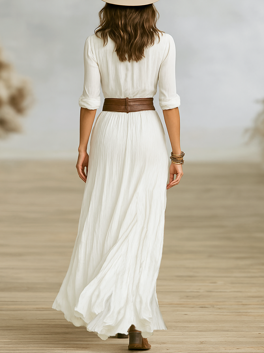 Boho Button-Down Split Maxi Dress