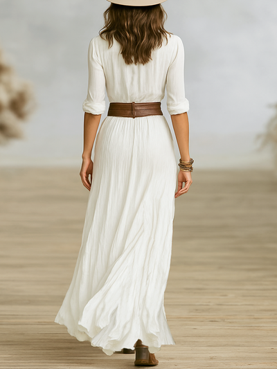 Boho Button-Down Split Maxi Dress