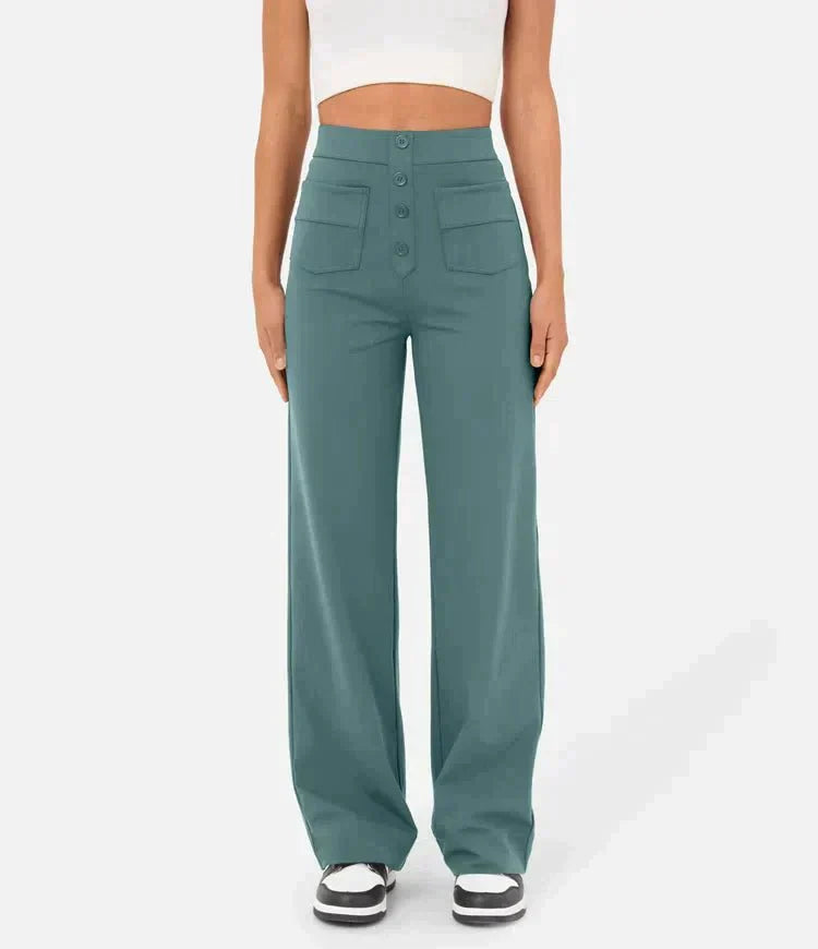 High-Waist Elastic Casual Pants