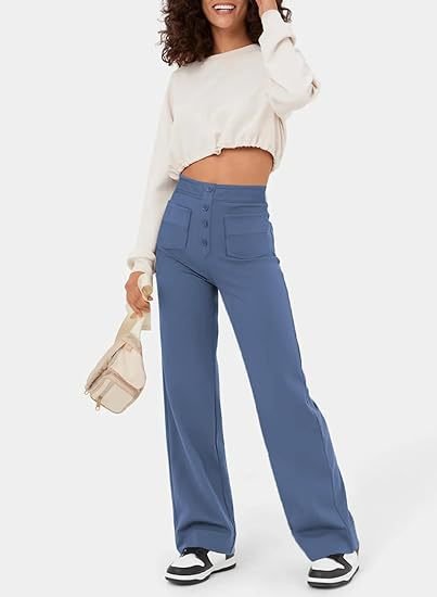 High-Waist Elastic Casual Pants
