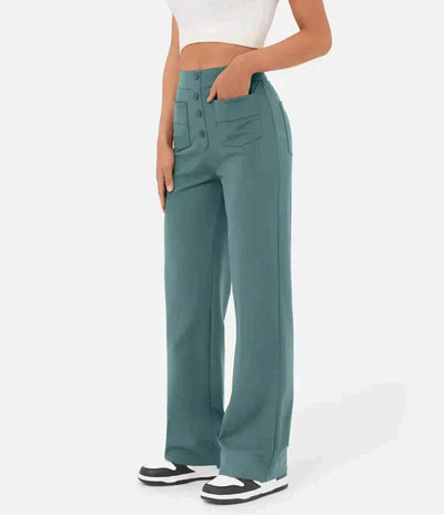 High-Waist Elastic Casual Pants
