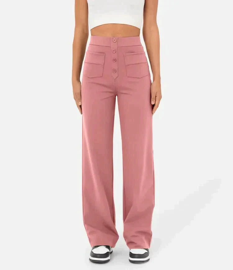 High-Waist Elastic Casual Pants