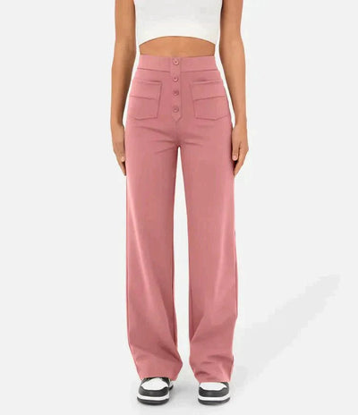 High-Waist Elastic Casual Pants