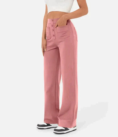 High-Waist Elastic Casual Pants