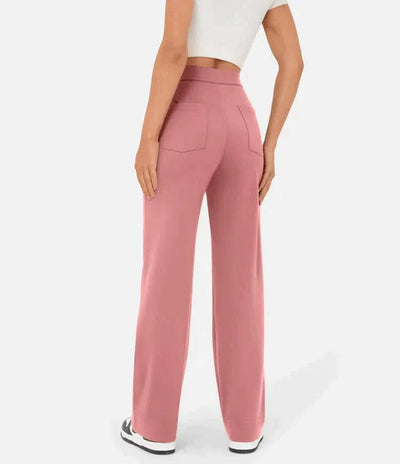 High-Waist Elastic Casual Pants
