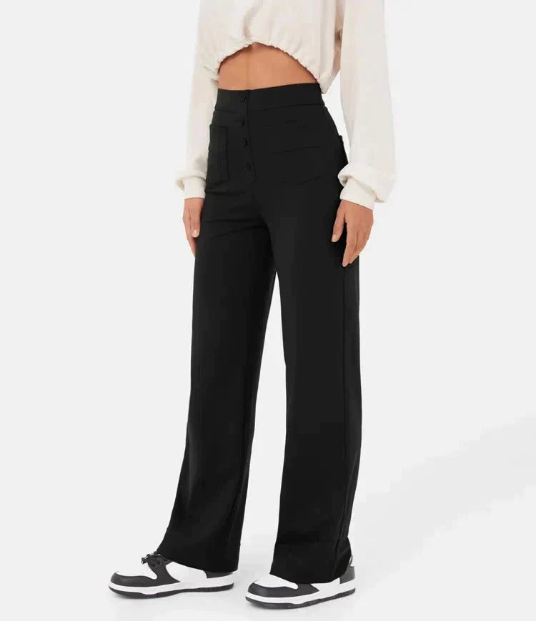 High-Waist Elastic Casual Pants