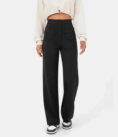 High-Waist Elastic Casual Pants
