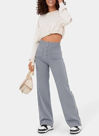 High-Waist Elastic Casual Pants