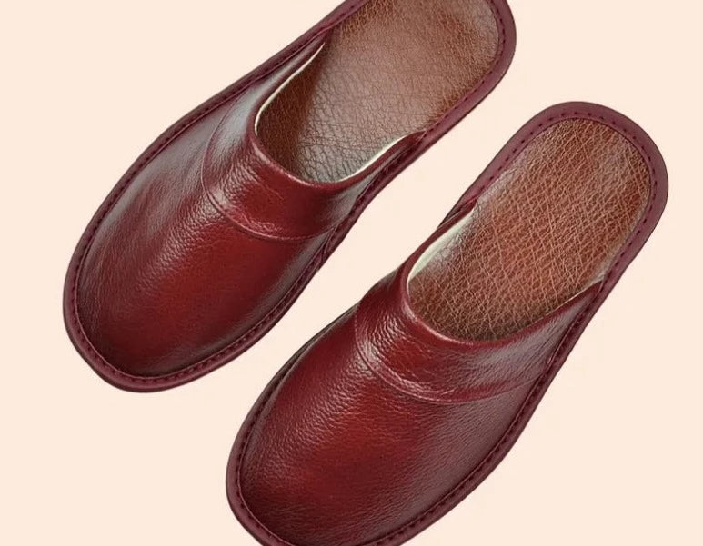 Premium Cowhide Leather Slippers