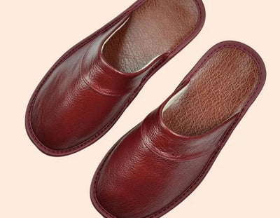 Premium Cowhide Leather Slippers