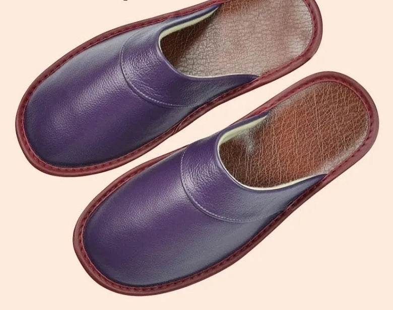 Premium Cowhide Leather Slippers