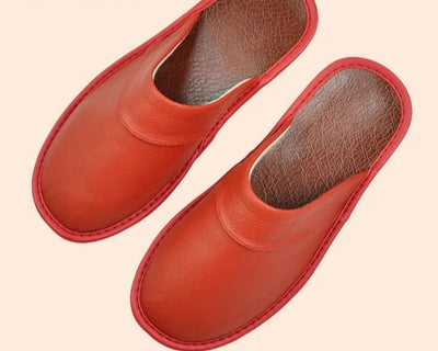 Premium Cowhide Leather Slippers