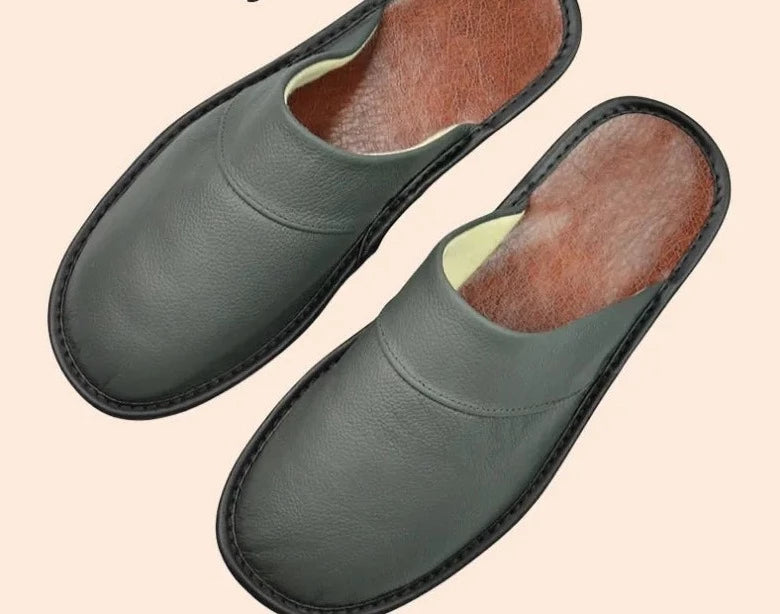 Premium Cowhide Leather Slippers