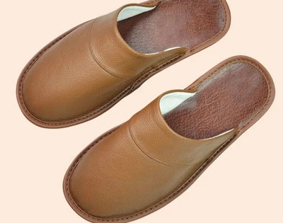 Premium Cowhide Leather Slippers