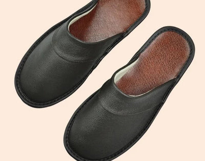 Premium Cowhide Leather Slippers