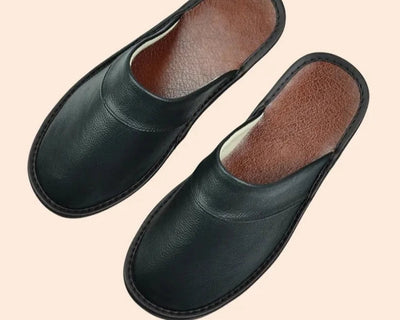 Premium Cowhide Leather Slippers