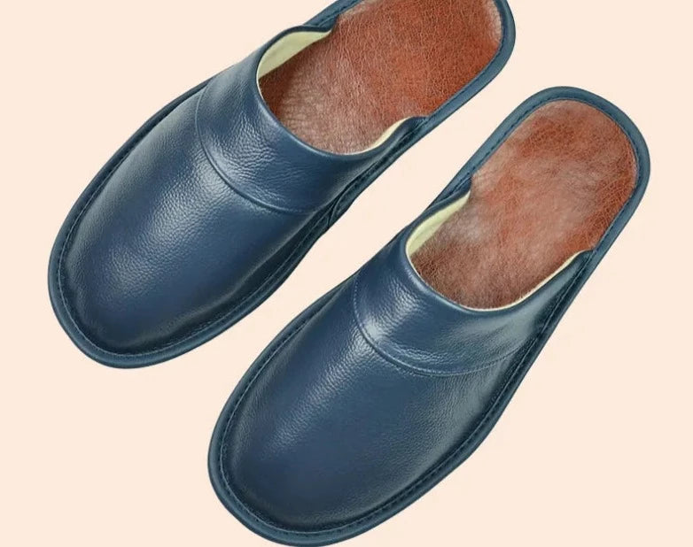 Premium Cowhide Leather Slippers