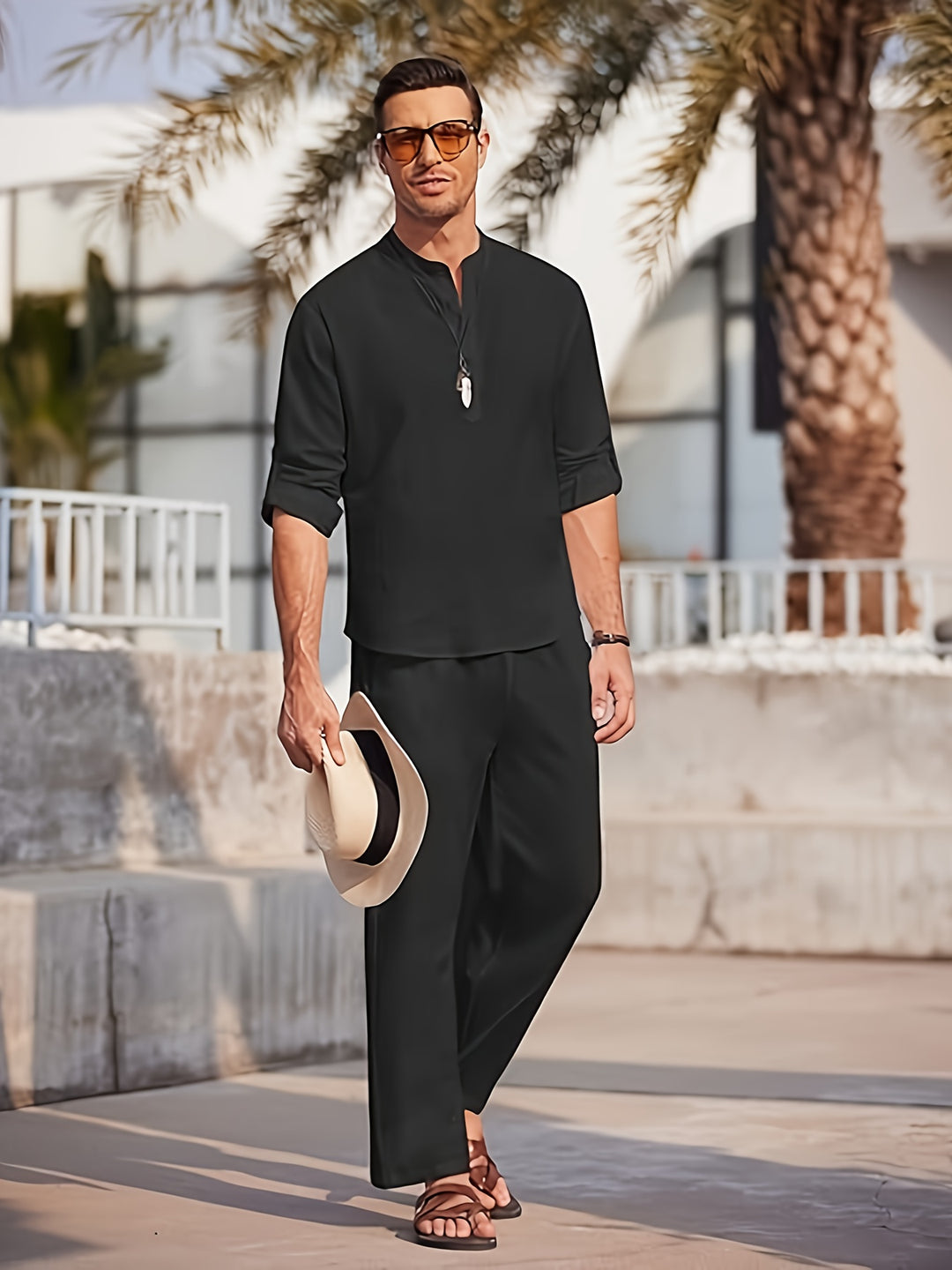 Cotton Long Sleeve Matching Set Men