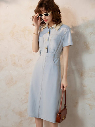 Short Sleeve Cotton Shirt Dress Women