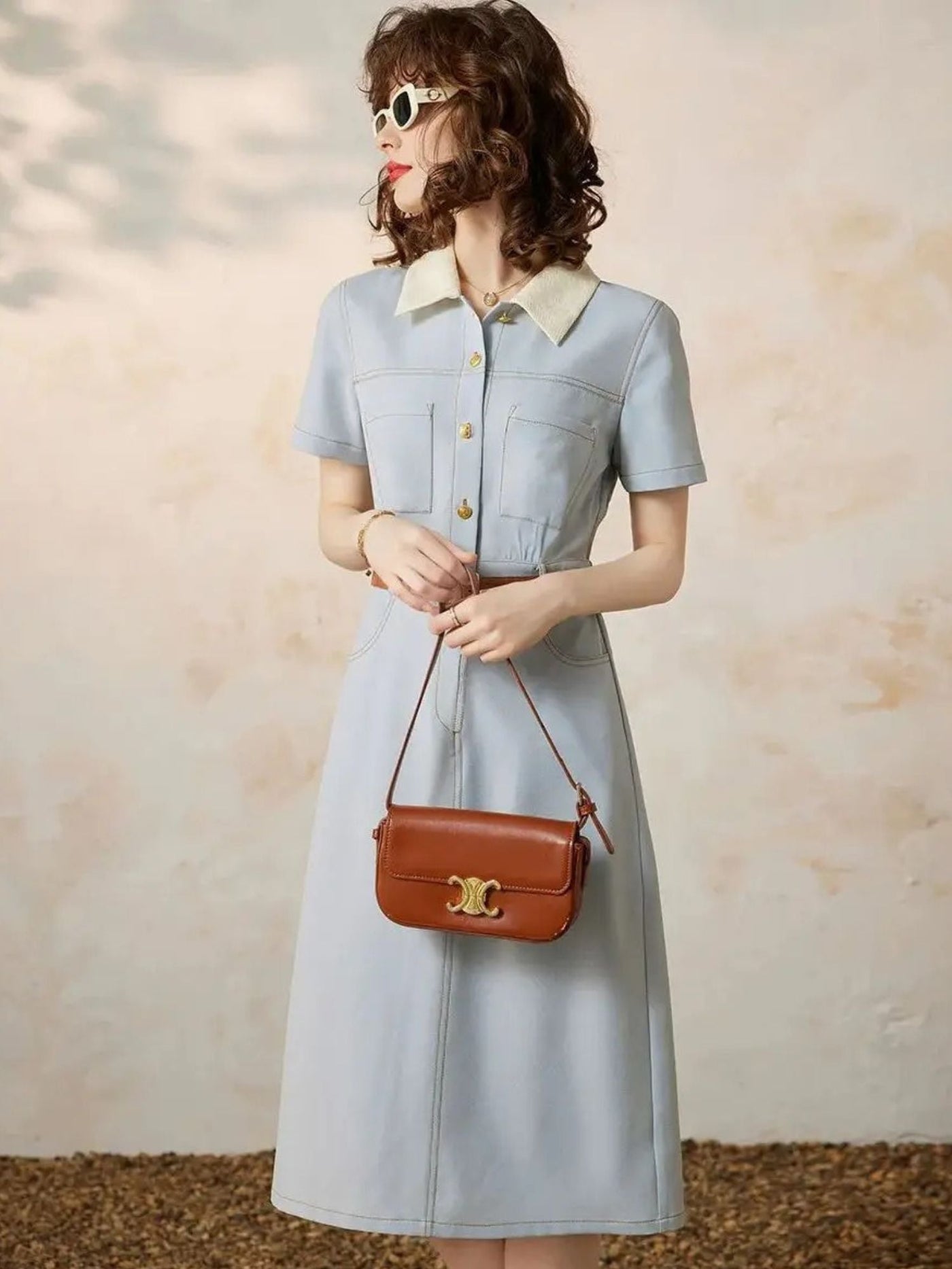 Short Sleeve Cotton Shirt Dress Women