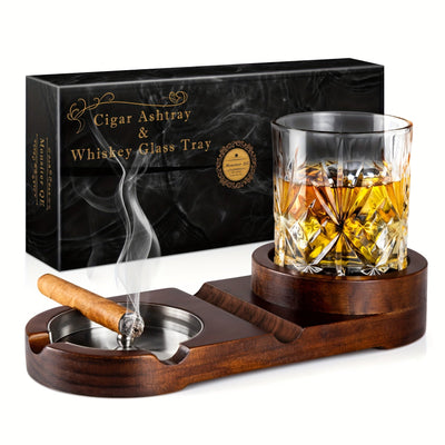 Ashtray & Whiskey Glass Holder | Gift for Dad