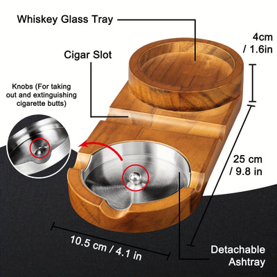 Ashtray & Whiskey Glass Holder | Gift for Dad