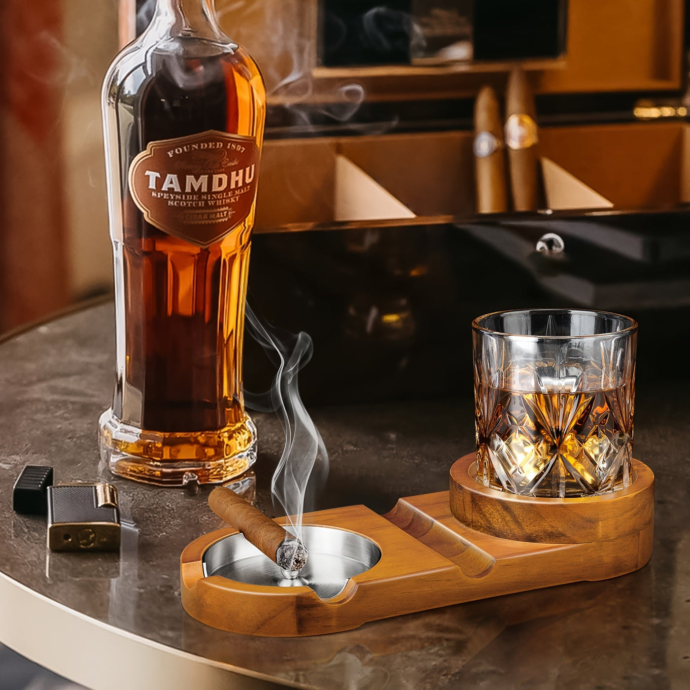 Ashtray & Whiskey Glass Holder | Gift for Dad