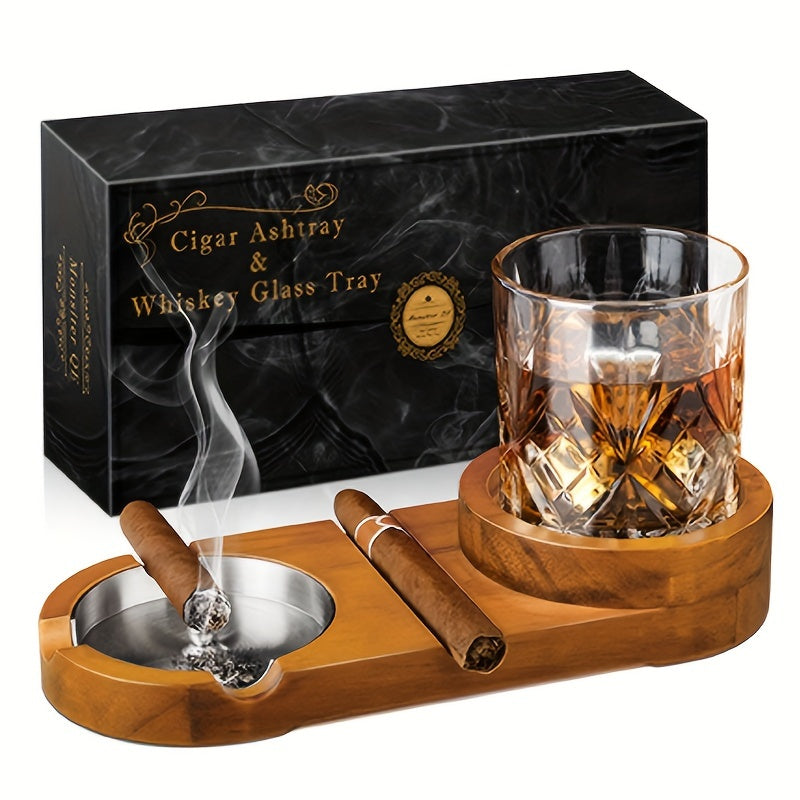 Ashtray & Whiskey Glass Holder | Gift for Dad